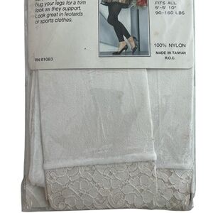Vintage Finetex White Footless Leggings with Capri Lace OS